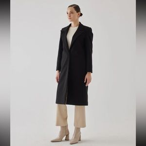 Chic Black Single Button Detail Boucle Coat